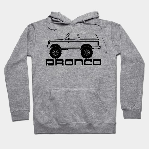 1987-1991 Ford Bronco, w Tires, Black Print Hoodie by The OBS Apparel